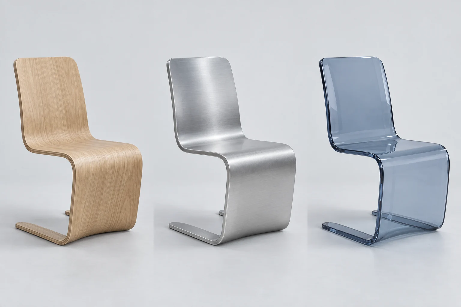 The same cantilever chair in natural oak
